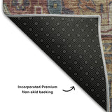 8' X 10' Red And Blue Medallion Distressed Washable Area Rug With UV Protection - HomeRoots - Flyclothing LLC