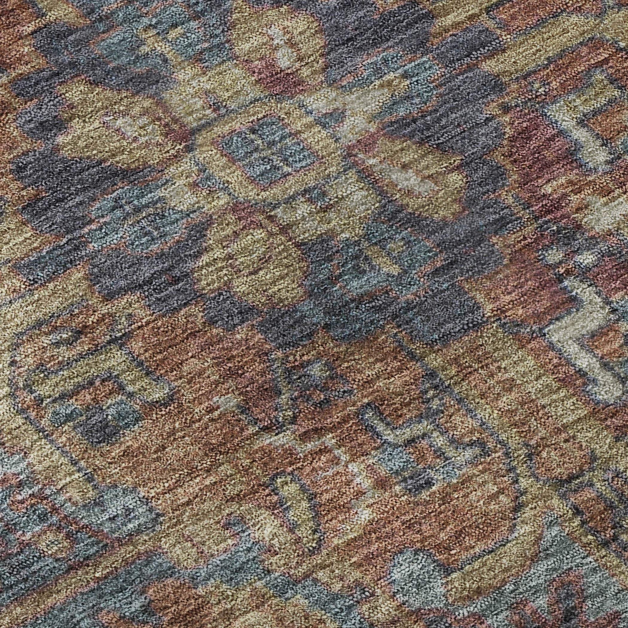 8' X 10' Red And Blue Medallion Distressed Washable Area Rug With UV Protection - HomeRoots - Flyclothing LLC