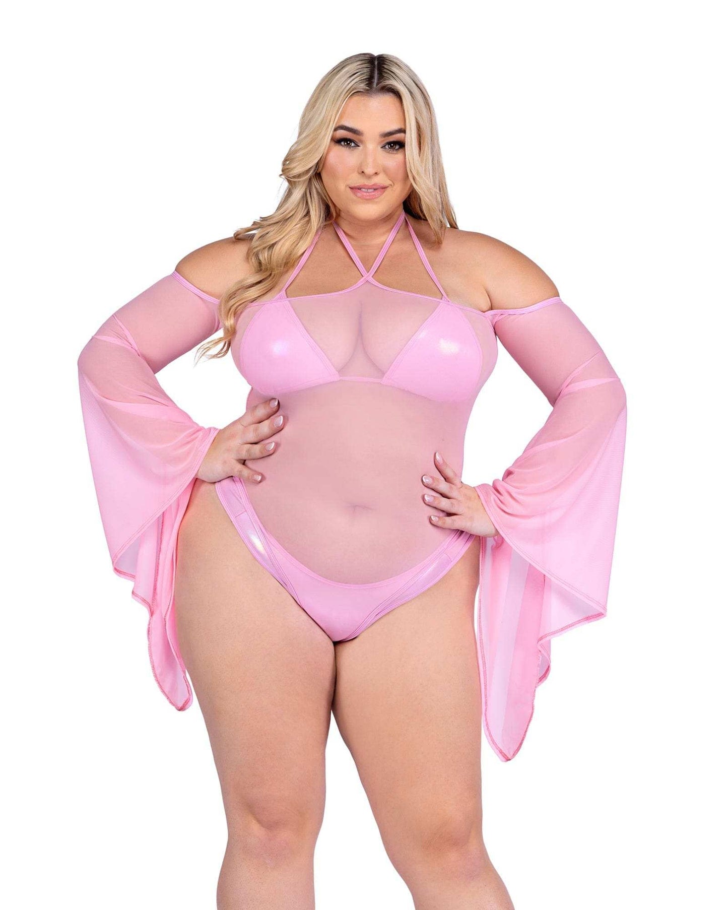 Roma Costume 6497 Sheer Mesh Romper with Bell Sleeves - Roma Costume - Flyclothing LLC