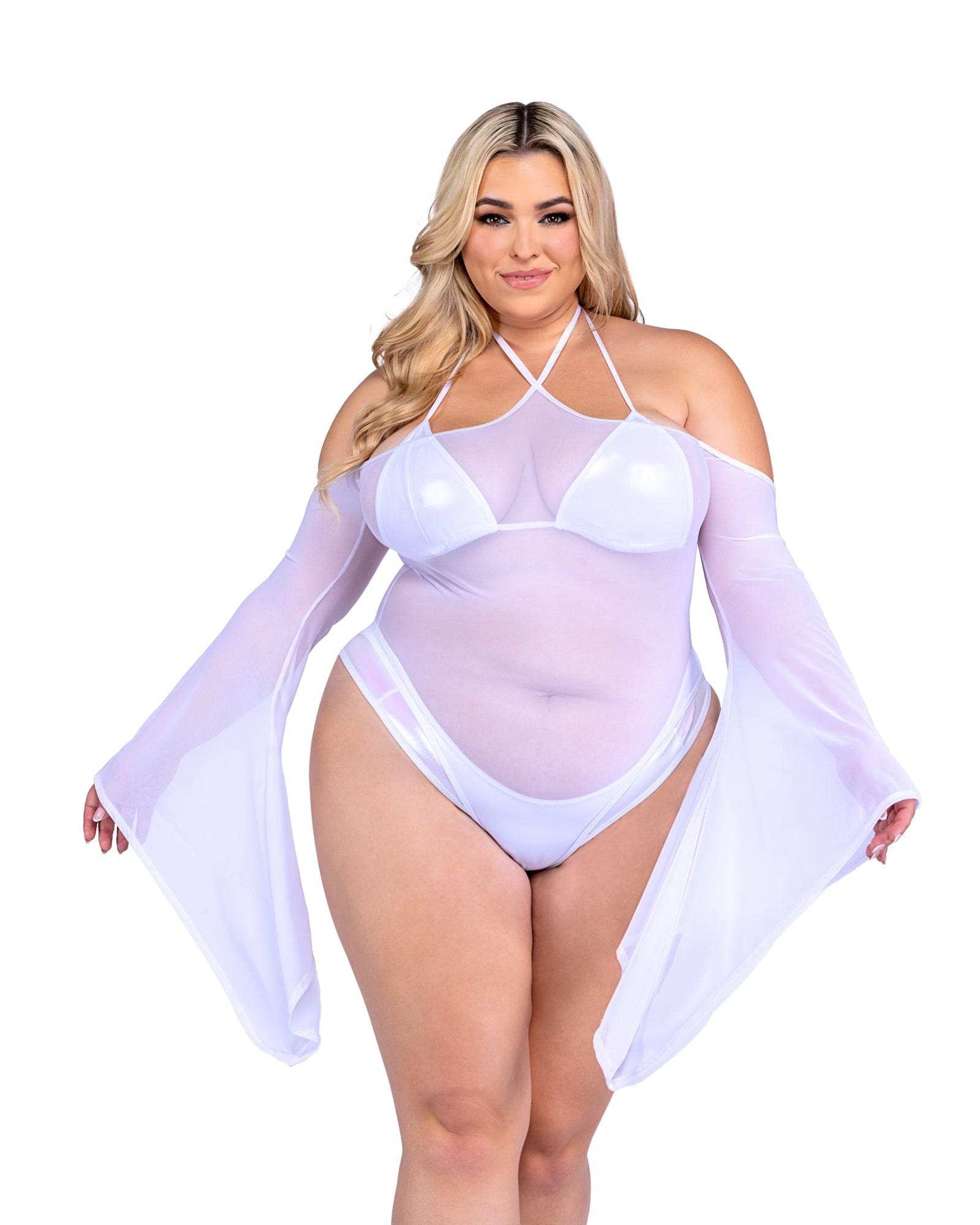 Roma Costume 6497 Sheer Mesh Romper with Bell Sleeves - Roma Costume - Flyclothing LLC