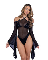 Roma Costume 6497 Sheer Mesh Romper with Bell Sleeves - Roma Costume - Flyclothing LLC