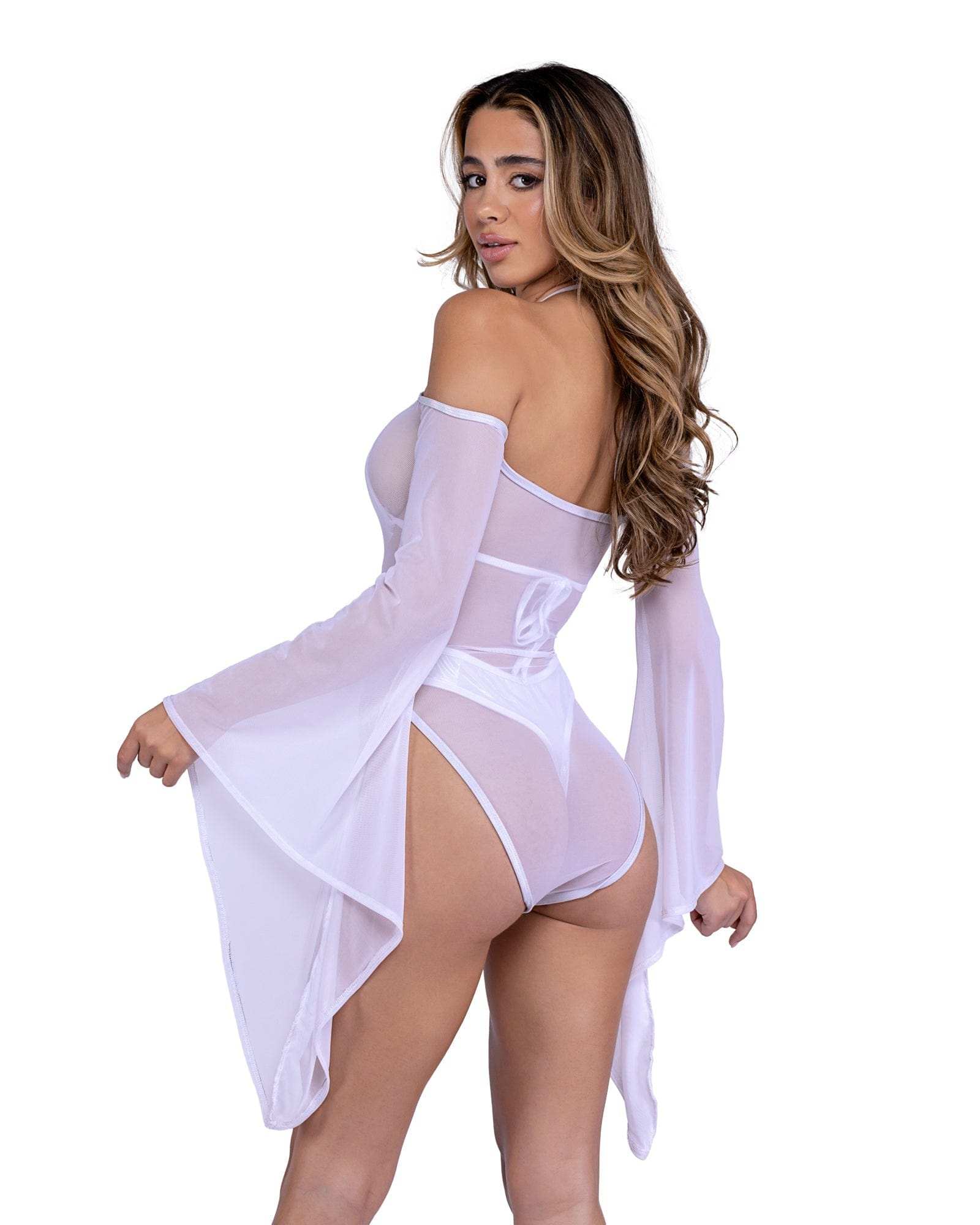 Roma Costume 6497 Sheer Mesh Romper with Bell Sleeves - Roma Costume - Flyclothing LLC