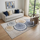 5' X 8' Beige Blue And Ivory Faux Bois Washable Area Rug With UV Protection - HomeRoots - Flyclothing LLC