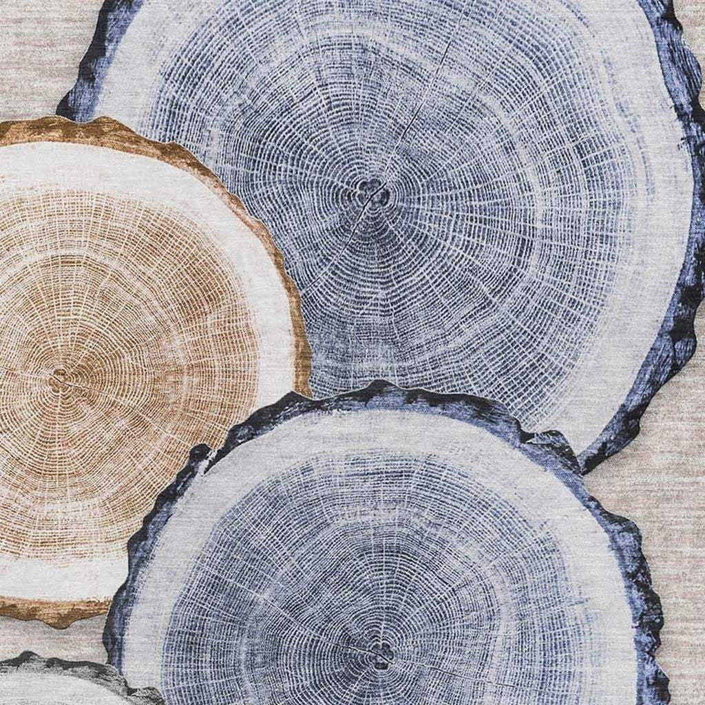 5' X 8' Beige Blue And Ivory Faux Bois Washable Area Rug With UV Protection - HomeRoots - Flyclothing LLC