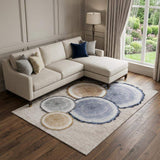 8' X 10' Beige Blue And Ivory Faux Bois Washable Area Rug With UV Protection - HomeRoots - Flyclothing LLC