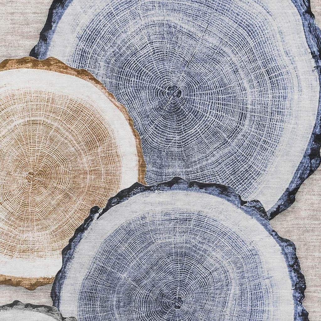 8' X 10' Beige Blue And Ivory Faux Bois Washable Area Rug With UV Protection - HomeRoots - Flyclothing LLC