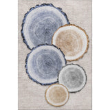 9' X 12' Beige Blue And Ivory Woodland Lodge Washable Area Rug With UV Protection - HomeRoots - Flyclothing LLC