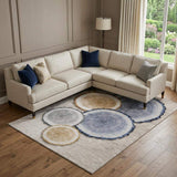 9' X 12' Beige Blue And Ivory Woodland Lodge Washable Area Rug With UV Protection - HomeRoots - Flyclothing LLC