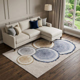 10' X 14' Beige Blue And Ivory Faux Bois Washable Area Rug With UV Protection - HomeRoots - Flyclothing LLC