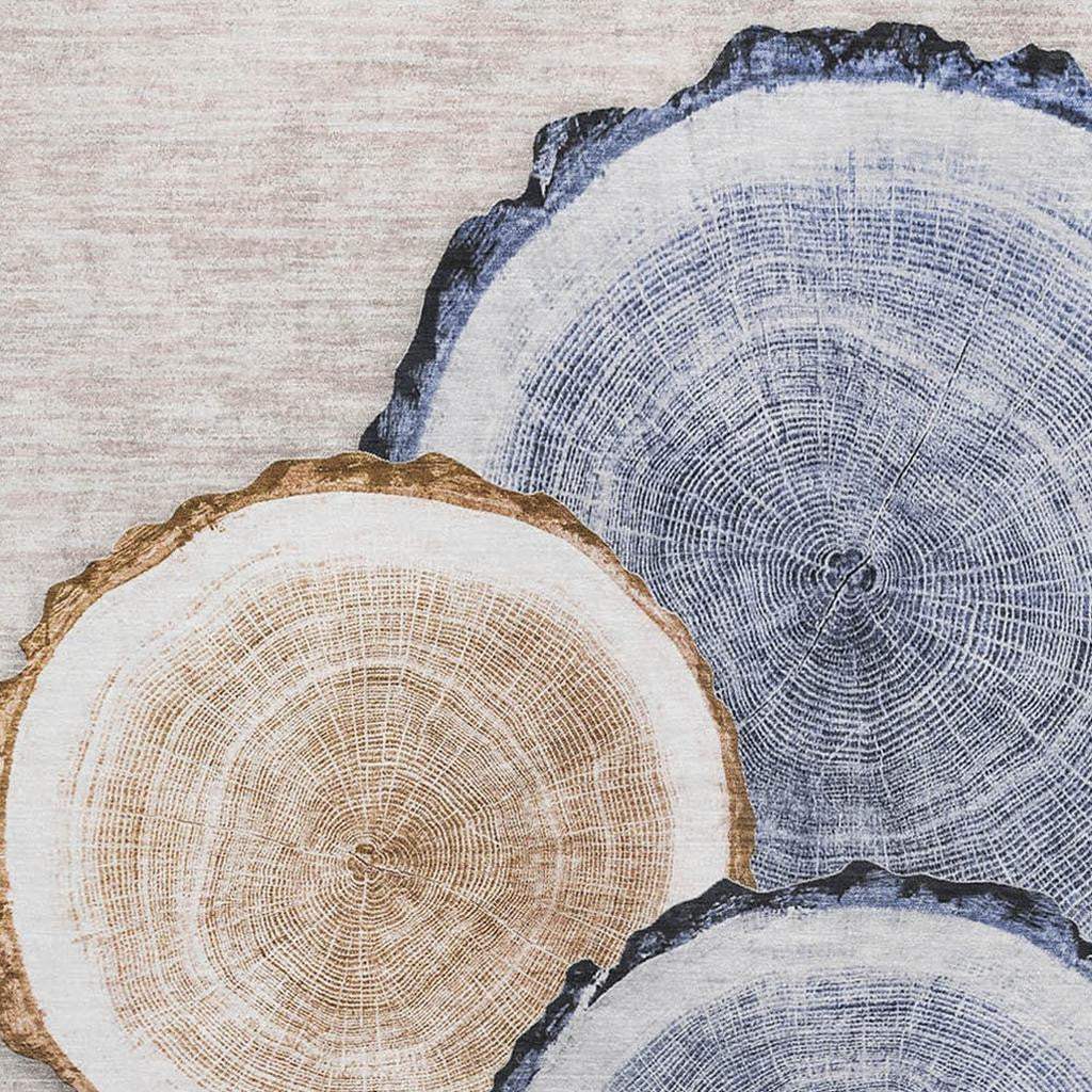 10' X 14' Beige Blue And Ivory Faux Bois Washable Area Rug With UV Protection - HomeRoots - Flyclothing LLC