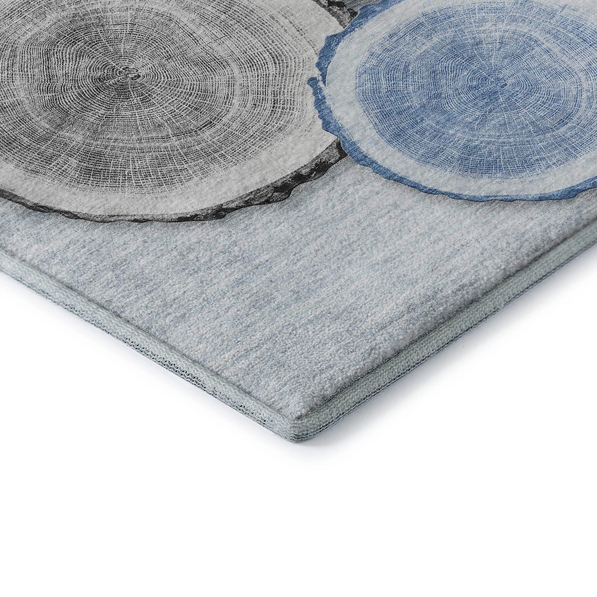 8' Blue Brown And Ivory Faux Bois Washable Round Rug With UV Protection - HomeRoots - Flyclothing LLC