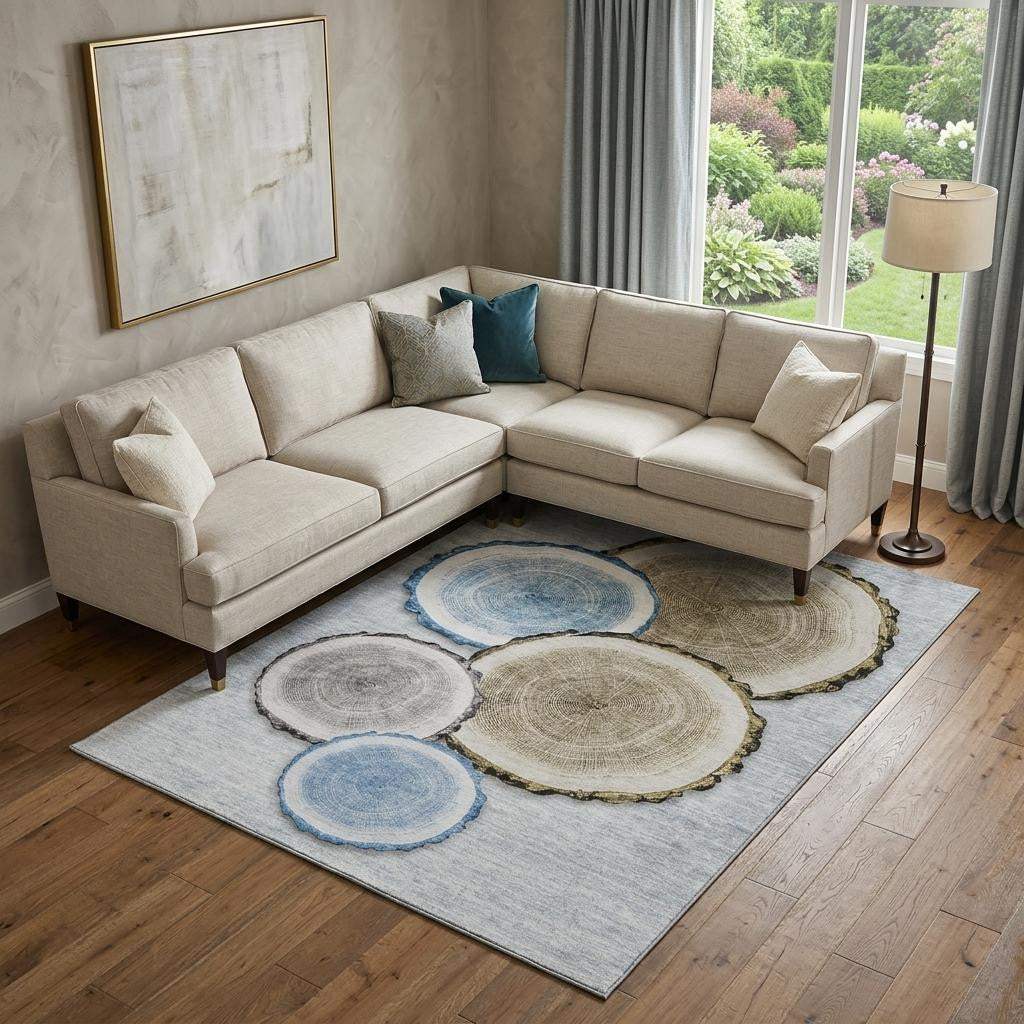 8' X 10' Blue Brown And Ivory Faux Bois Washable Area Rug With UV Protection - HomeRoots - Flyclothing LLC