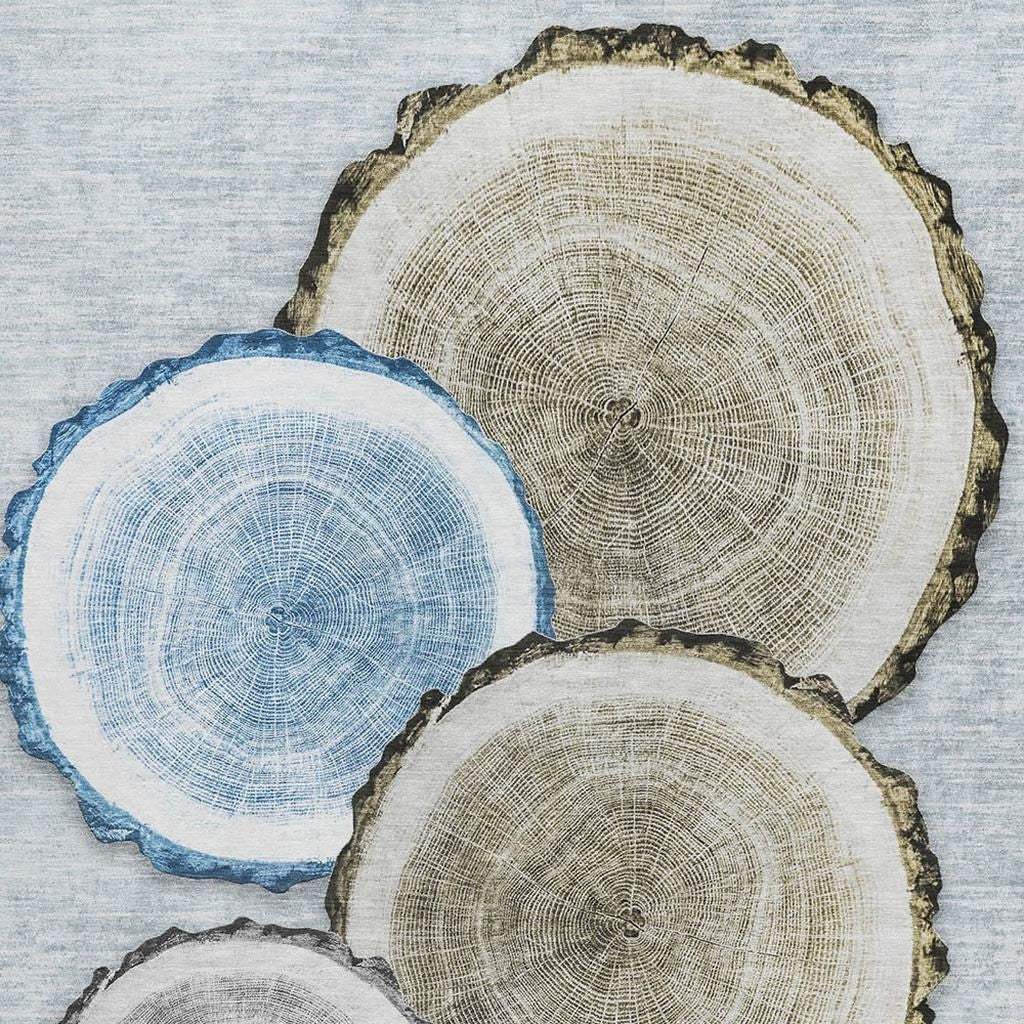 8' X 10' Blue Brown And Ivory Faux Bois Washable Area Rug With UV Protection - HomeRoots - Flyclothing LLC