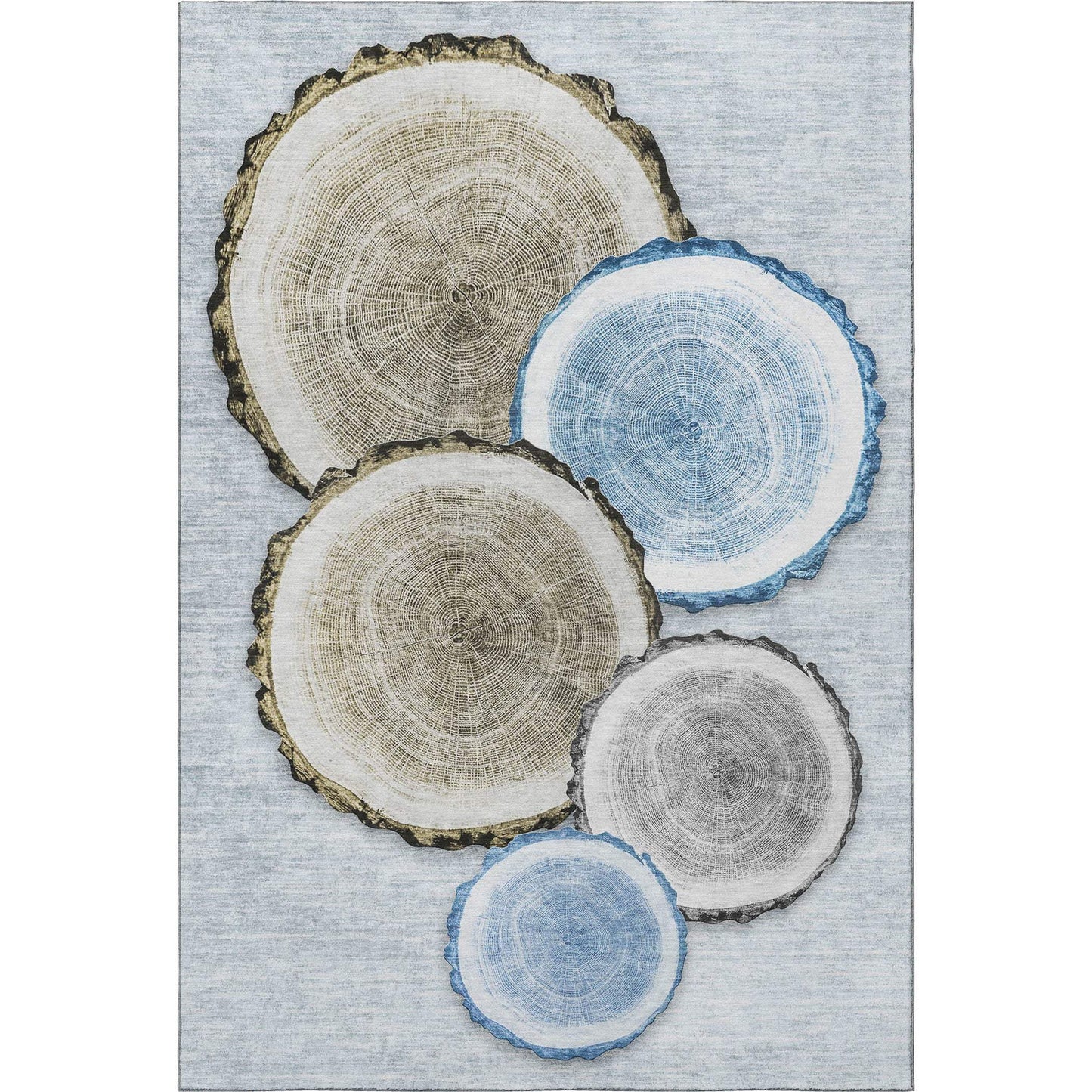9' X 12' Blue Brown And Ivory Faux Bois Washable Area Rug With UV Protection - HomeRoots - Flyclothing LLC