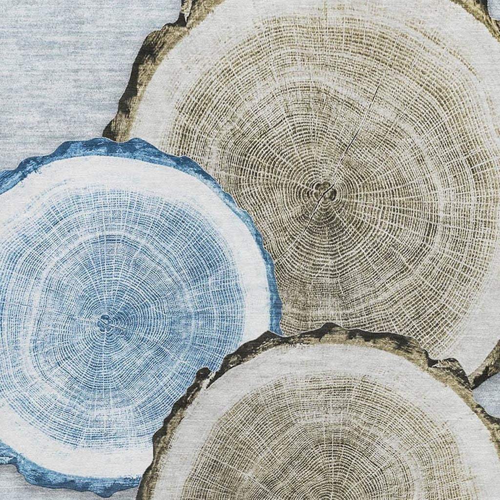 9' X 12' Blue Brown And Ivory Faux Bois Washable Area Rug With UV Protection - HomeRoots - Flyclothing LLC