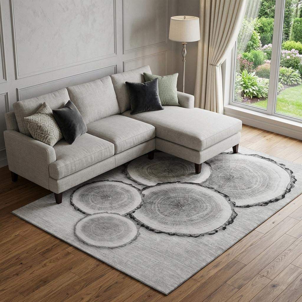 8' X 10' Gray And Ivory Woodland Lodge Washable Area Rug With UV Protection - HomeRoots - Flyclothing LLC