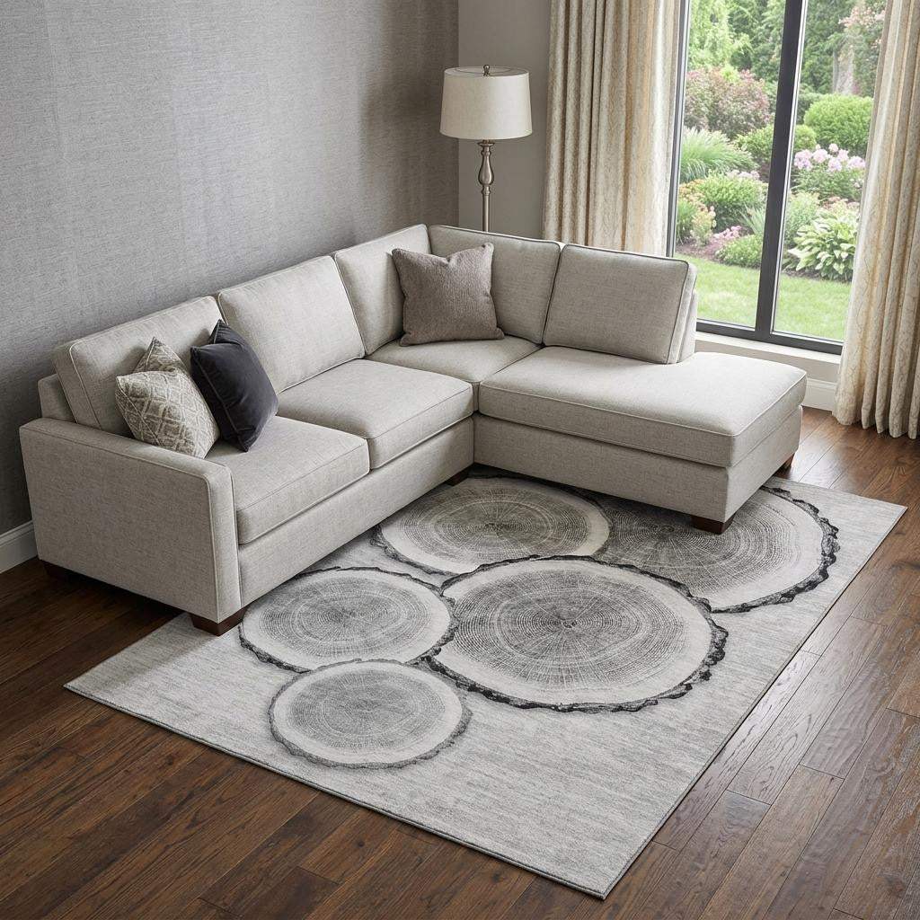 9' X 12' Gray And Ivory Faux Bois Washable Area Rug With UV Protection - HomeRoots - Flyclothing LLC
