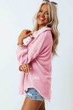 Waffle-Knit Collared Neck Long Sleeve Shirt - Trendsi - Flyclothing LLC