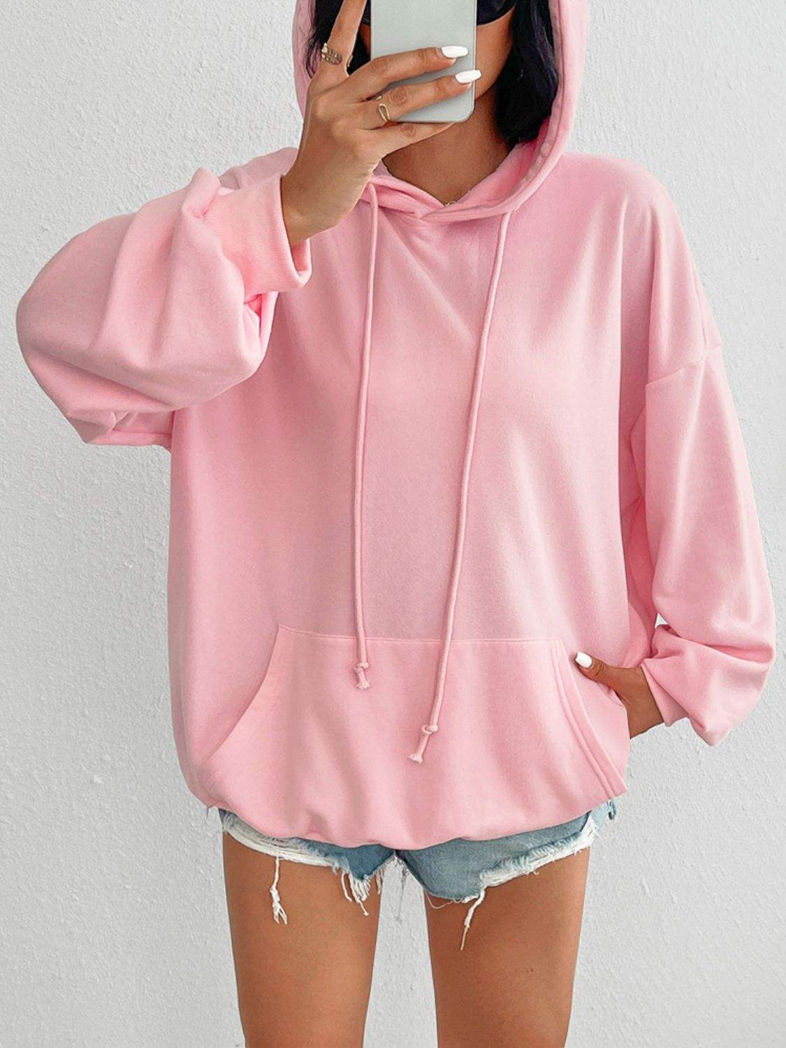Devine Drawstring Long Sleeve Hoodie - Trendsi - Flyclothing LLC