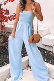 Smocked Spaghetti Strap Wide Leg Jumpsuit - Trendsi - Flyclothing LLC