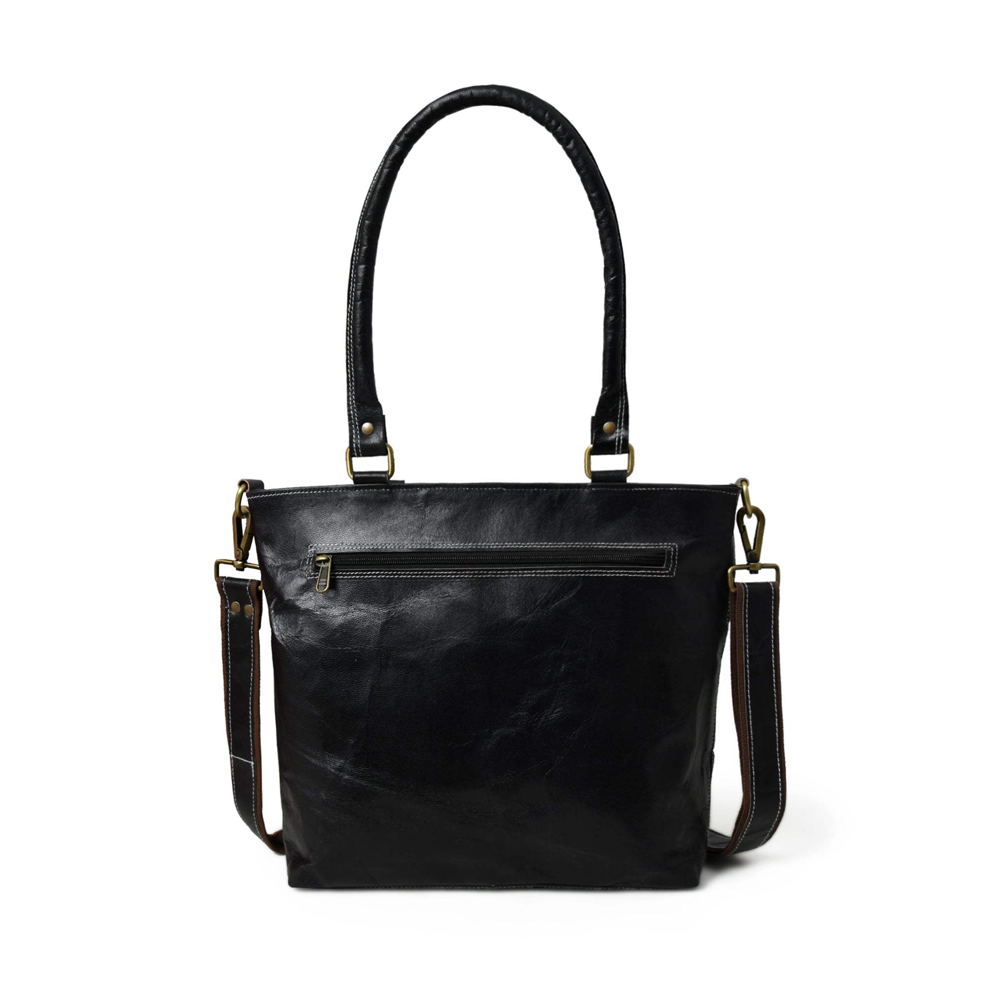 Black Terry Tote - Classy Leather Bags - Flyclothing LLC