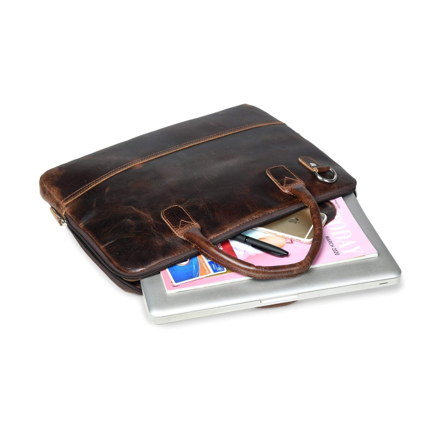 Modernist Leather Laptop Bag-Dark Brown - Classy Leather Bags - Flyclothing LLC