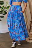 Davi & Dani Printed Smocking Waistband Ruffled Maxi Skirt - Trendsi