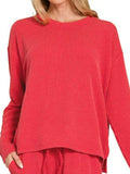 Zenana Corded Rib Long Sleeve Tee and Shorts Set - Trendsi - Flyclothing LLC