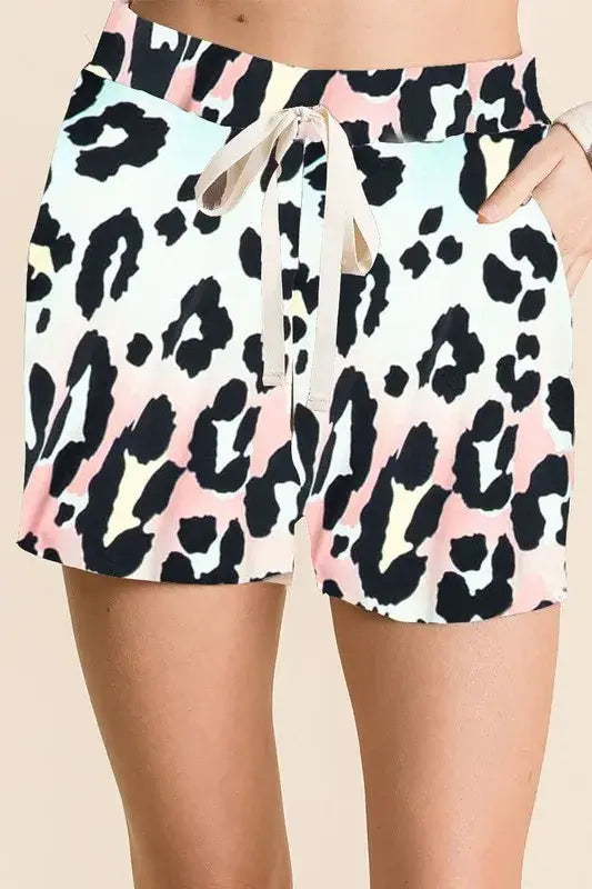 BiBi Gradation Leopard Print Shorts with Twill Tape - Trendsi - Flyclothing LLC