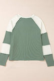 Color Block Round Neck Raglan Sleeve Top - Trendsi - Flyclothing LLC