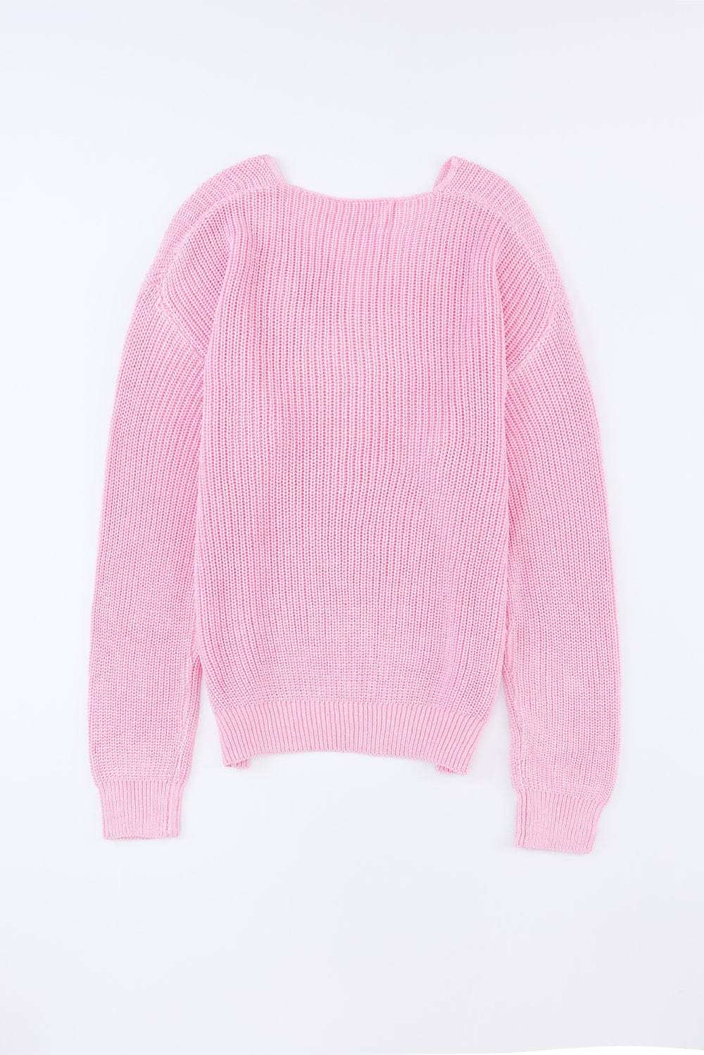 V-Neck Drop Shoulder Sweater - Trendsi - Flyclothing LLC
