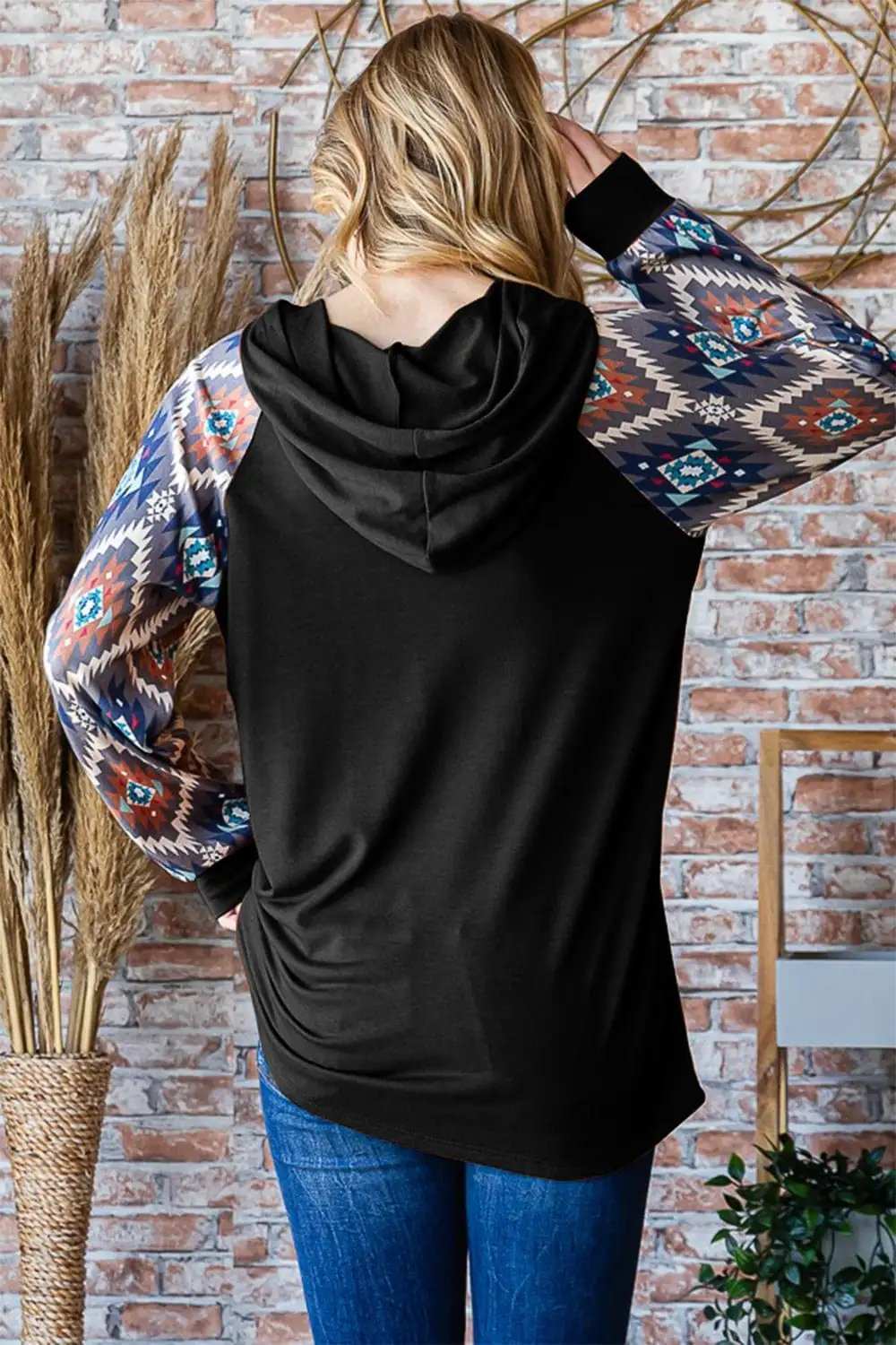 Heimish Half Button Printed Long Sleeve Hooded Top - Trendsi - Flyclothing LLC