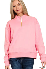 Zenana Fleece Half Zip Sweatshirt - Trendsi - Flyclothing LLC