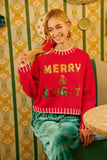 BiBi Christmas Theme Sequin Lattering Sweater - Trendsi - Flyclothing LLC
