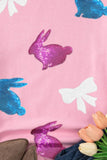 Easter Bunny Bow Knot Sequined Sweatshirt - Trendsi