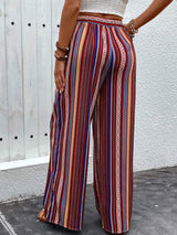 Tied Geometric Wide Leg Pants - Trendsi - Flyclothing LLC