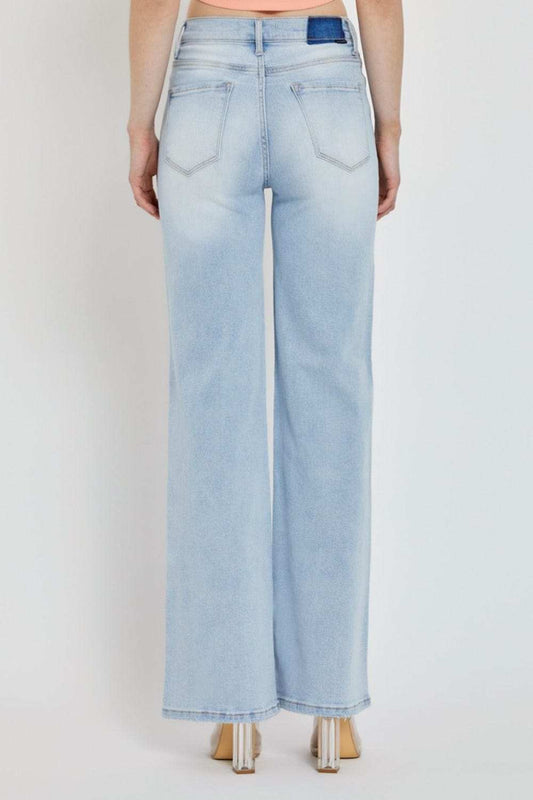 RISEN Full Size Wide Leg V Dipped Front Waist Jeans - Trendsi - Flyclothing LLC