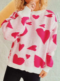Heart Round Neck Long Sleeve Sweater - Trendsi - Flyclothing LLC