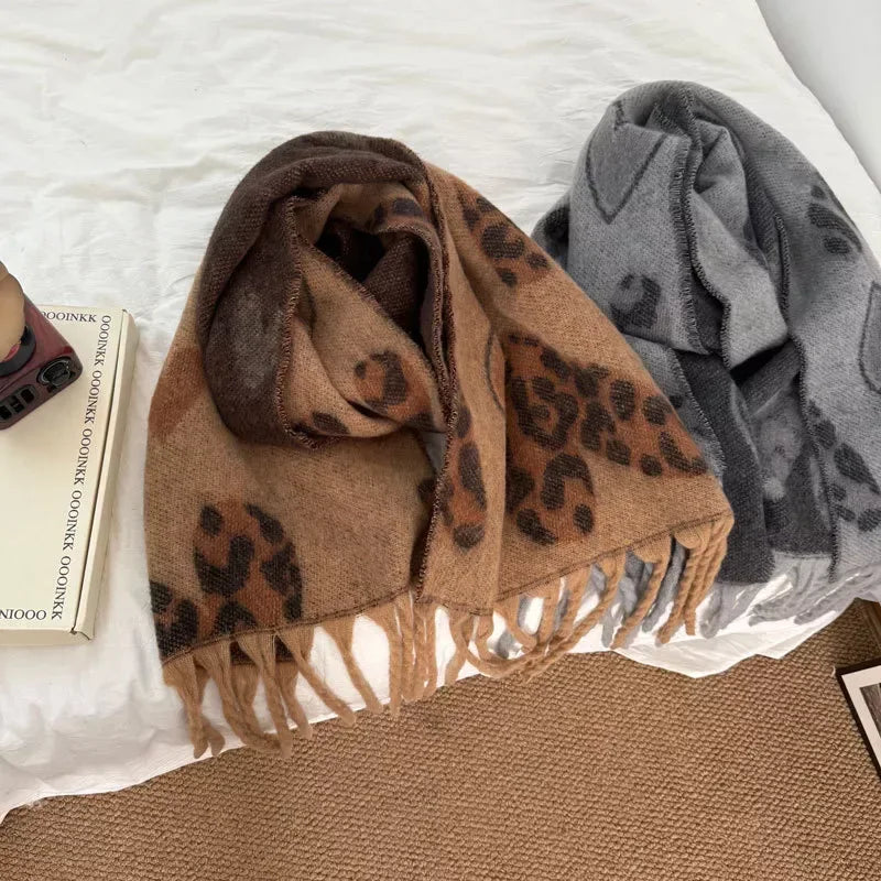 Leopard Heart Warm Scarf - Trendsi - Flyclothing LLC