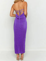 Lace-Up Back Tube Maxi Dress - Trendsi - Flyclothing LLC