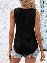 Eyelet Wide Strap Tank - Trendsi - Flyclothing LLC