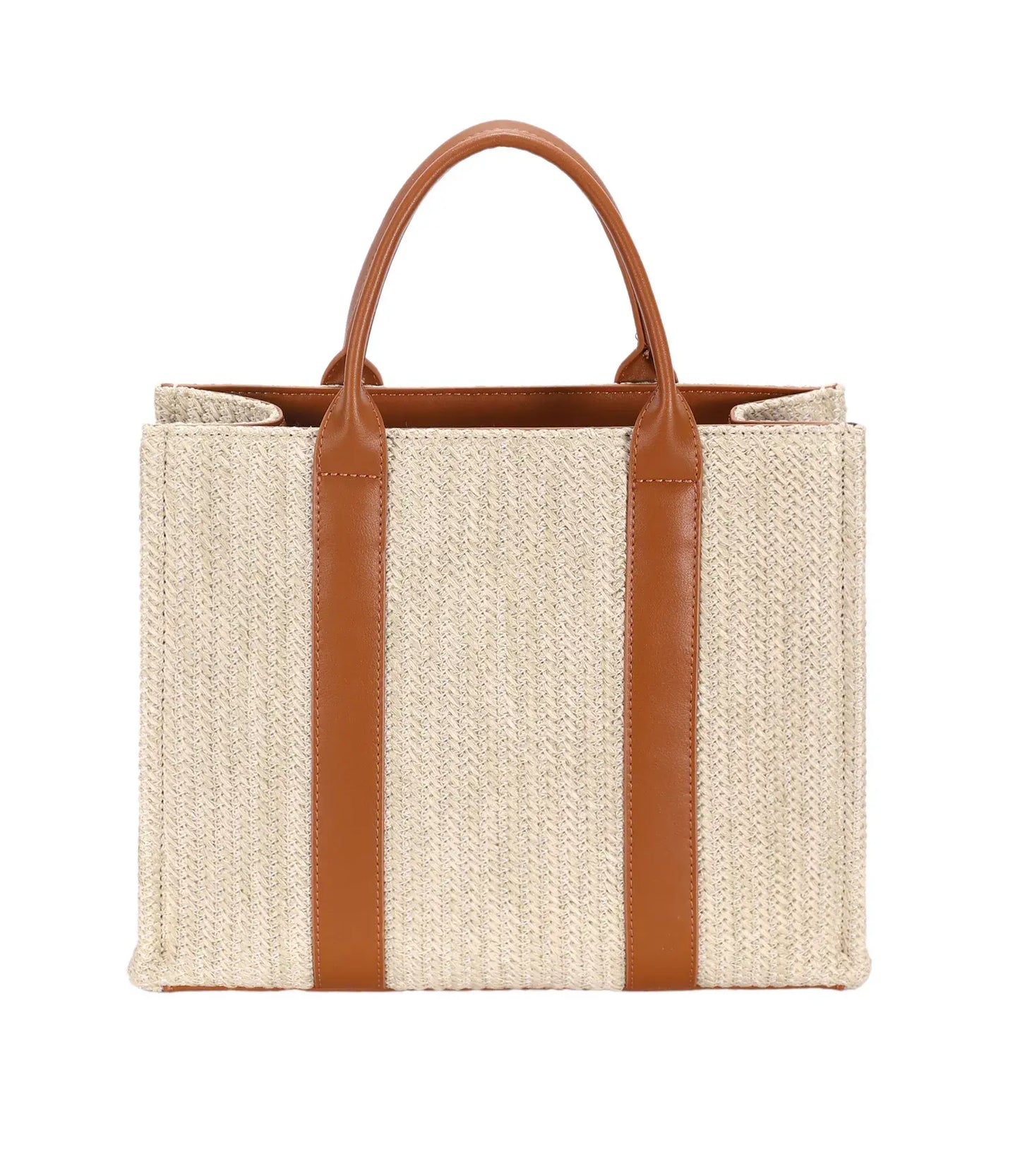 David Jones Square Woven Tote Handbag - Trendsi - Flyclothing LLC