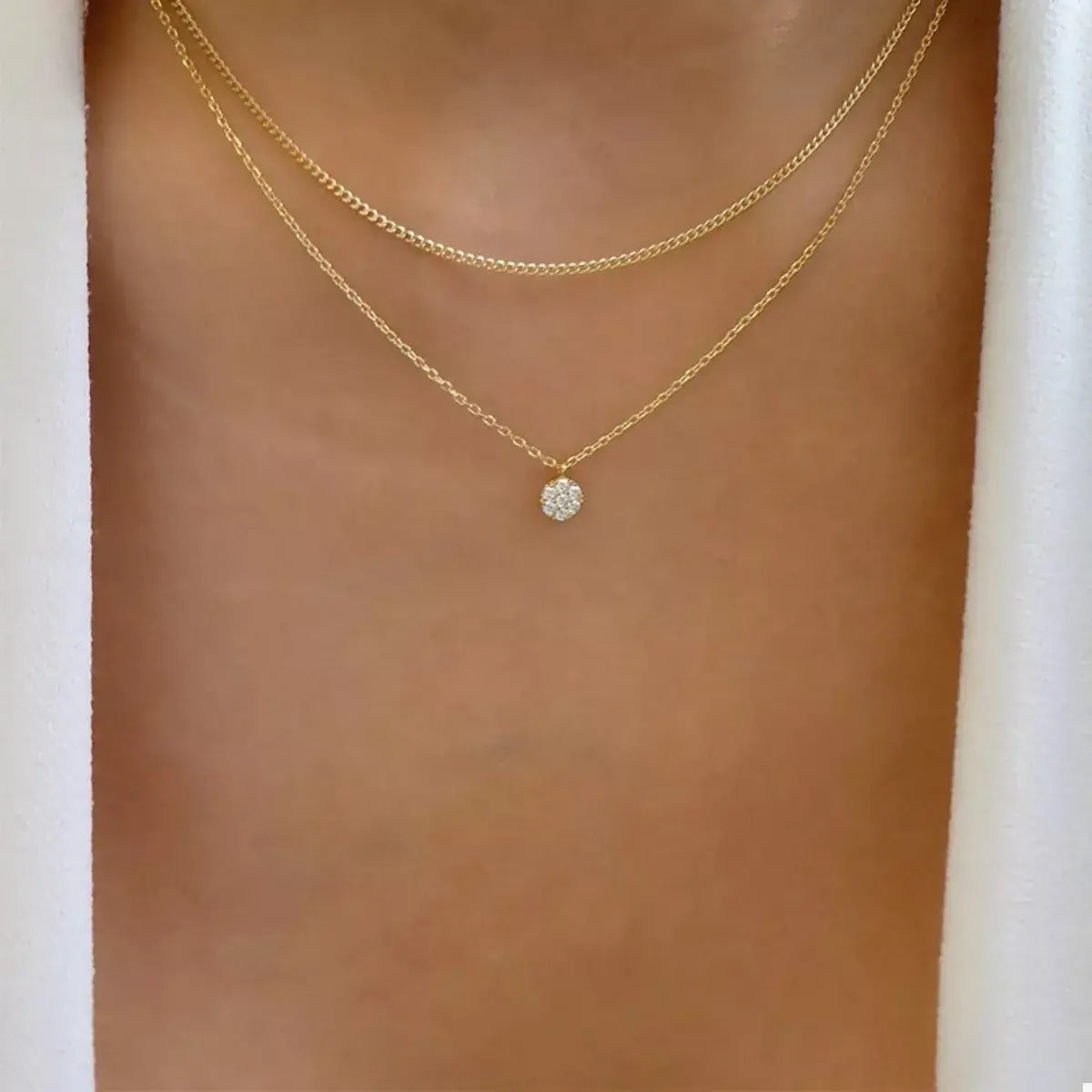 Double Layered Pendant Necklace - Trendsi - Flyclothing LLC