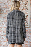 First Love Full Size Lurex Mixed Tweed One Button Blazer - Trendsi
