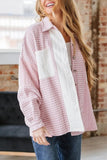 Color Block Houndstooth Collared Neck Shacket - Trendsi