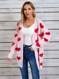 Angel Wings Heart Open Front Long Sleeve Cardigan - Trendsi