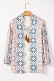 Tassel Tie Neck Balloon Sleeve Blouse - Trendsi