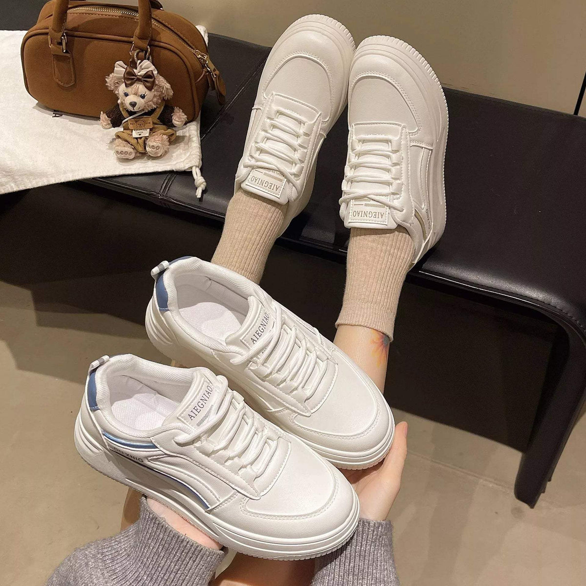 Classic Lace-Up Platform Sneakers - Trendsi - Flyclothing LLC