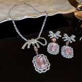 Alloy Crystal Geometric Dangle Earrings - Trendsi - Flyclothing LLC