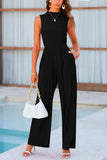 Mock Neck Sleeveless Wide Leg Jumpsuit - Trendsi - Flyclothing LLC
